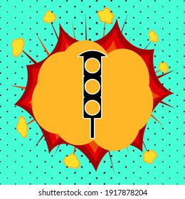 Traffic light sign, pop art explosion, vector illustration