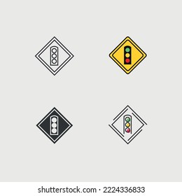 traffic light sign poster vector icon