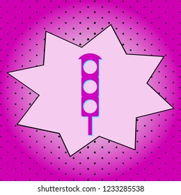 Traffic light sign. Purple icon pop-art background .Vector.