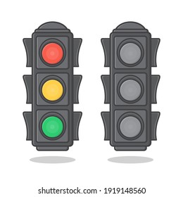 Traffic Light Sign Vector Icon Illustration. Set Of LED Traffic Lights Flat Icon