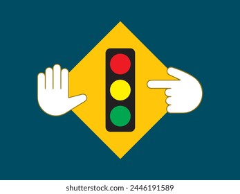 Señal de semáforo Vector, semáforo, semáforo símbolo, señalización de tráfico, carretera, regla en la carretera. Se puede utilizar para infografía, Anuncio, póster, Diseño web. Aislado para gráfico. 