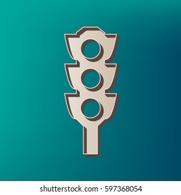Traffic light sign. Vector. Icon printed at 3d on sea color background.