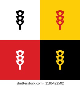 Traffic light sign. Vector. Icons of german flag on corresponding colors as background.