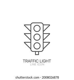 Traffic light sign vector line icon. Editable stroke