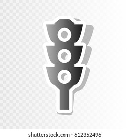 Traffic light sign. Vector. New year blackish icon on transparent background with transition.
