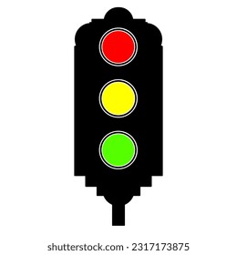 Traffic Light Sign Vector Red Green Yellow Light Logo. Traffic light outline vector on white background. Flat traffic sign icon for mobile concept and web apps design