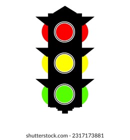 Traffic Light Sign Vector Red Green Yellow Light Logo. Traffic light outline vector on white background. Flat traffic sign icon for mobile concept and web apps design