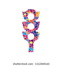 Traffic light sign. Vector. Stained glass icon on white background. Colorful polygons. Isolated.