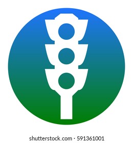 Traffic light sign. Vector. White icon in bluish circle on white background. Isolated.
