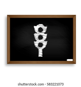 Traffic light sign. White chalk icon on black school board with 