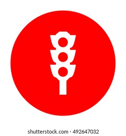 Traffic light sign. White icon on red circle.