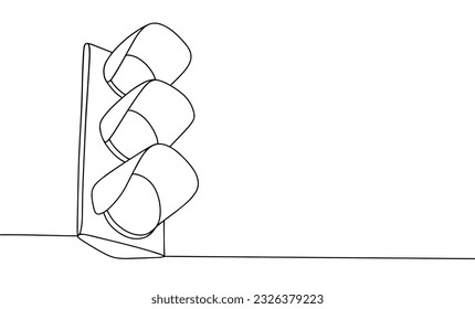 Traffic light. Signal electric lantern for traffic control. One line drawing for different uses. Vector illustration.