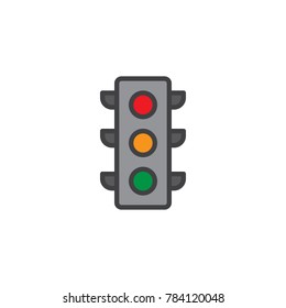 Traffic light signal filled outline icon, line vector sign, linear colorful pictogram isolated on white. Symbol, logo illustration. Pixel perfect vector graphics