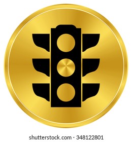 Traffic light signal - gold vector icon