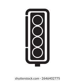 Traffic Light Signal Icon Silhouette for Road Safety and Urban Navigation