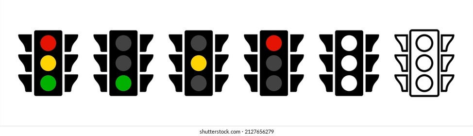 Traffic Light  Signal Icon. Stoplight Semaphore Signal Sign. Street Road  Traffic Control. Stock Vector. EPS 10 