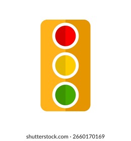 Sinal de semáforo polo regras rua com vermelho amarelo e verde rua estrada plana ícone vetor design