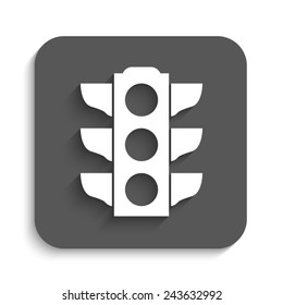 Traffic Light Signal  - Vector Icon With Shadow On A Grey Button