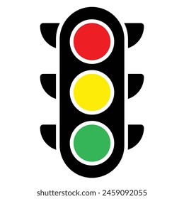 Traffic light signal vector icon. Traffic control light. Signal with red, yellow and green color flat icon for apps and websites.