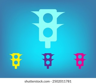 Traffic light signal - Vector icon with shadow on a grey background