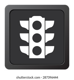 Traffic light signal  - vector icon on a grey button