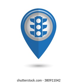 Traffic light signal - vector icon;  blue map pointer