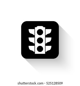 Traffic light signal - white vector  icon with shadow