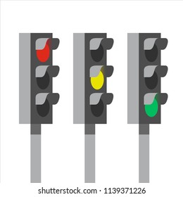 Traffic light signals, vector illustration on white background