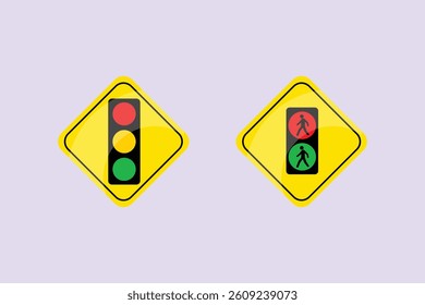 Traffic light signs. Road signs Concept. Colored flat vector illustration isolated.