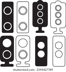 Traffic Light silhouette icon bundle on white background