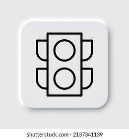 Traffic light simple icon. Flat desing. Neumorphism design.ai