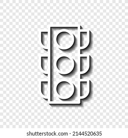 Traffic light simple icon vector. Flat desing. White with shadow on transparent grid.ai