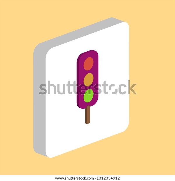 Traffic Light Simple vector icon. Illustration\
symbol design template for web mobile UI element. Perfect color\
isometric pictogram on 3d white square. Traffic Light icons for you\
business project
