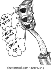 traffic light, sketch