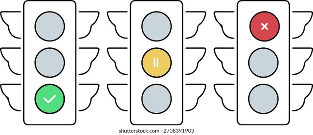 Traffic Light Status Icon Set Go Wait Stop Vector Design