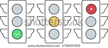 Traffic Light Status Icon Set Go Wait Stop Vector Design