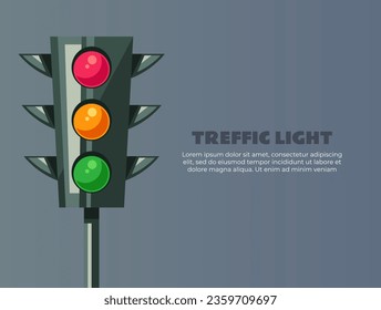 Traffic light stop lamp signal semaphore concept. Vector graphic design illustration
