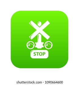 Traffic light stop railway icon green vector isolated on white background