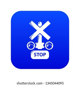 Traffic light stop railway icon blue vector isolated on white background