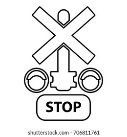 Traffic light stop railway icon. Outline illustration of traffic light stop railway vector icon for web design isolated on white background