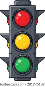 Traffic Light Stoplight With Red Yellow and Green Signals Vector Illustration