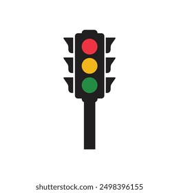 Traffic light or Stoplight vector icon, Colored traffic light signal with red, yellow and green color in flat icon for driving apps and web