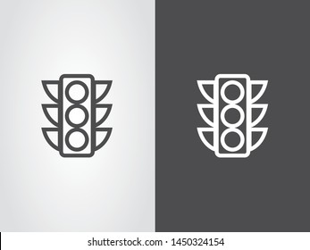 Traffic Light Street Crosswalk Vehicle Regulation Transportation Icon Symbol Outline Black White