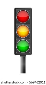 Traffic Light Symbol On Light Background. Vector Illustration. Simple Road Sign Isolated