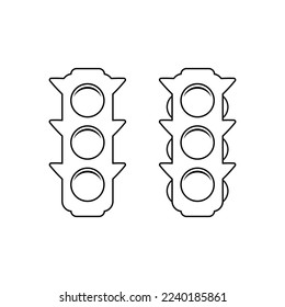 Traffic light technology concept in outline style, signal symbol - stop, wait, go.