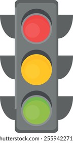 Traffic light with three colored circles: red, yellow, and green. Used for controlling traffic flow at intersections.