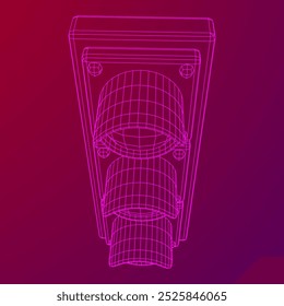 Traffic light with three lights. Wireframe low poly mesh vector illustration.