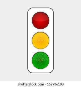 traffic light with three luminous light bulbs