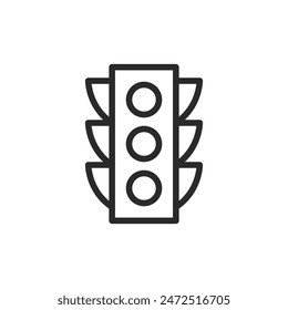 Traffic light with three signals, linear style icon. Traffic light. Editable stroke width.