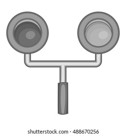 Traffic light for trains icon in black monochrome style isolated on white background. Signal symbol vector illustration
